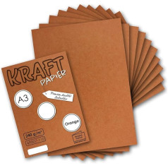 50 x Vintage Kraft Paper in Orange/Rust Red - DIN A3 - 29.7 x 42 cm - 240 g - Natural Recycled Cardboard - Sustainable Ecological Craft Cardboard Single Card - Environment by Gustav Neuser