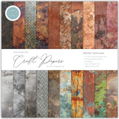 Craft Consortium Double Sided Paper Pad 12 x 12 Inch Metal Textures 20 Designs, Multi-Colour