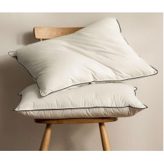 BPC Down Pillow 80 x 80 cm Feather Pillow (1 Piece), 3-Chamber Feathers Down Pillow Surrounded by Polyester and 100% Organic Cotton Fabric, Soft Medium Sleeping Pillow in Hotel Quality Pillow, 80 x 80