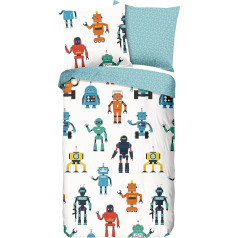Good Morning Children's Robot Duvet Cover 135 x 200 cm Bedding Set