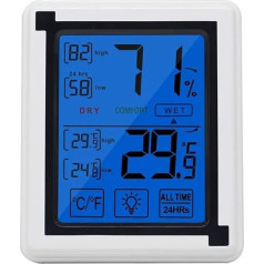 DollaTek Large Screen LCD Touch Digital Thermometer and Hygrometer Backlight Comfort Temperature and Humidity Monitor - White and Black