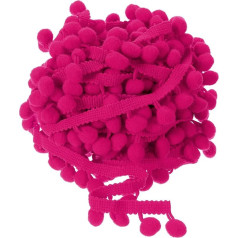 QUARKZMAN 10 Yards Pom Pom Ball Fringe Trim, Ribbon Sewing Accessory DIY Crafts for Home Curtain Clothes Pillow Decoration (12 mm, Fuchsia)