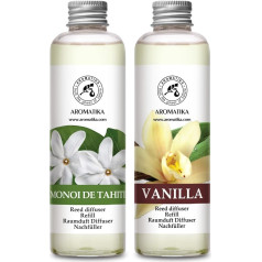 Room Fragrance Diffuser Refill Monoi de Tahiti & Vanilla, 400 ml, 2 x 200 ml, Refill Set for Fragrance Diffuser, Reed Diffuser Refill, Room Fragrance, Room Fragrance, Diffuser Refill, Room Air