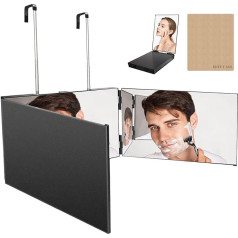 Dottall 360 Degree Mirror, 3-Way Mirror with Hooks, Adjustable Cosmetic Mirror, Shaving Mirror, Hairdressing Mirror for Bathroom, Bedroom, Shower, Shaving, Styling,