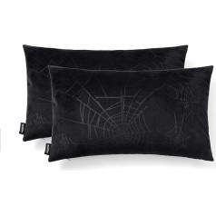 BLACKTHX Set of 2 Throw Pillow Covers Gothic Spider Velvet Throw Pillow Covers for Decorative Pillows for Couch (12x20inch)