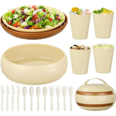 Plastic Tableware Set, Unbreakable Dinner Set, Camping Plate and Bowl Set for 4 People, Lightweight Reusable Tableware Set for Home, Camping, Picnic, Outdoor, Party