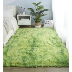 linyingdian High Pile Living Room Rug Long Pile Rugs for Living Room Fluffy Shaggy Bedroom Bed Rug Outdoor Carpet (Green, 120 x 160 cm)