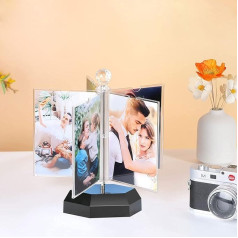 Electric LED Rotating Photo Frame Carousel Photo Frame Automatic Rotating Picture Frame for 10 Photos 10 x 15 7 Modes, LED Night Light Automatic Rotating Home Decoration Gift Choice