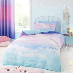 Catherine Lansfield Ombre Rainbow Clouds Pastel Reversible Single Duvet Cover Set with Pillow Case