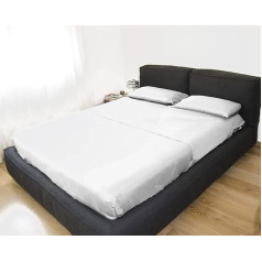 GEMITEX Double Bed Set Non Iron Satin Effect 100% Polyester Microfibre 2 Flat Sheets and 2 Pillowcases Made in Italy