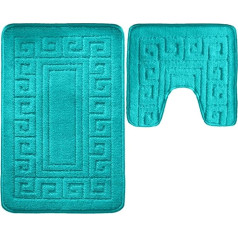 Vingardium Leviosa VL 2 Piece Greek Bath Mat Non Slip & Highly Absorbent 100% Polypropylene Washable Pedestal Mat (Teal)