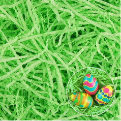 Easter Grass Paper, Hillylolly 200 g Easter Grass Green, Shredded Paper Filling Material, Filling Material, Gift Easter Grass Decorative Grass for Easter Basket, Easter Nest, Easter Gift Box, Gift Bag