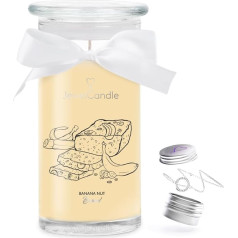 JuwelKerze Banana Nut Bread Bracelet Silver - Large Jewellery Candle 80 Hours - Scented Candle with Fruity Fragrance - Candle with Jewellery Surprise - Gifts for Women