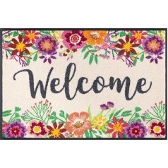 wash+dry Welcome Blooming Door Mat, 50 x 75 cm, Washable for Indoor and Outdoor Use