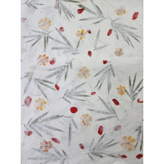 Handmade Mulberry Paper with Dried Flowers (50 x 75 cm Sheet) Thick Decorative Flower Paper for Scrapbooking (Jewellery Basket, Bougainvillea, Bamboo, Marigold)