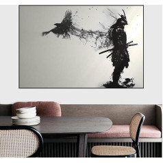 VTRXEG Japanese Samurai Pictures, Black White Japan Samurai Portrait Poster, Samurai Wall Pictures, Decorative Poster, No Frame (30 x 40 cm)