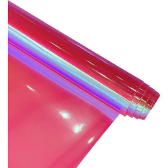 XHT Holographic Clear TPU Vinyl 30cm x 135cm Pink Tinted Jelly Fabric for Crafts