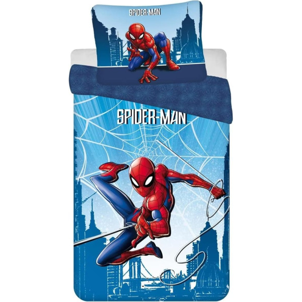 Marvel Spiderman Reversible Bed Linen Set Pillow Duvet Blue Spider Avenger 135/140 x 200 cm