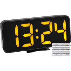 TFA Dostmann 60.2027 Digital Alarm Clock with LED Luminous Numbers, 3 Brightness Levels, Black with Batteries (Black with Batteries)