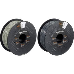 Amazon Basics PETG 3D Printer Filament 1.75mm Grey 1kg Spool & PLA 3D Printer Filament 1.75mm Dark Grey 1kg Spool