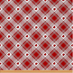 The Yard Tartan Upholstery Fabric for Chairs, Rainbow Buffalo Check, Outdoor Fabric of Valentine's Day, Heart Love Fabric for Upholstery and DIY Projects, 2 Yards, (L 184 x W 150 cm), Red,White