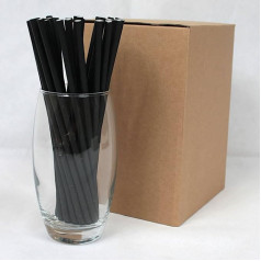 Black Paper Straws (6 mm x 200 mm) - Pack of 500 - Premium Drinking Straws, Biodegradable, Environmentally Friendly, Durable, Food-Safe, Suitable for All Occasions