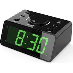 KWANWA Recordable Message Dual Alarm Clock Reminder with 15s Voice Recorder and 1.2 Inch LED Numbers Display, Portable Design, Battery Operated (Green Display)