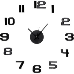 MPM Quality DIY Wall Clock Original Design of Sticky Clocks DIY Wall Clock Glue 3D Clock Large Wall Clocks for Decoration Living Room Home Kitchen Office Hotel Black