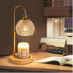 EIDEARAY Candle Warmer Lamp Dimmable Table Lamp Height Adjustable Scented Wax Light Compatible with Yankee Large Jar Candle Melter, Retro Glass with Dimmer Night Lamp Heating