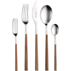 Pintinox Kyoto 30-Piece Cutlery Set, Nickel-Free Steel, 6 Cuck-Tables, 6 Forks, 6 Colt Table, 6 Coffee Cakes, 6 Sweet Forks Teak