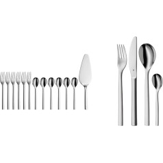 WMF Fruit/Cake Cutlery 13-Piece Coffee Spoon, Cake Fork, Cake Server for 6 People, Nuova Cromargan Stainless Steel Rust-Proof Polished & Nuova Cutlery Set for 1 Person, 4 Pieces, Monobloc Knife