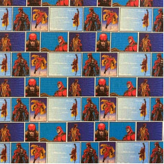 Kt KILOtela - 1.40 Metres Digital Print 100% Cotton Fabric 140cm Length x 140cm Width Super Heroes Comics Blue Red