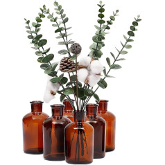 Brown Apothecary Bottles 6 Pcs Brown Glass Medicine Bottles Decoration Vase Vintage Style 6.3 x 12.2 cm Each
