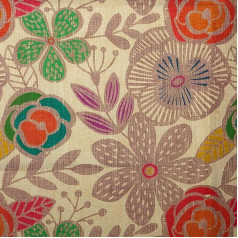 Kt KILOtela - Printed Canvas Decoration, Tapestry, Cushions, Curtains, Duvets, Bags, Tablecloths, 300 cm Length x 280 cm Width, Flowers, Multicoloured, Beige - 3 Meters