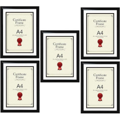 5 x A4 Black Picture Frames Ideal for Kitchen Wall Art Print Poster Frames Freestanding and Wall Mounted 21x29.7cm