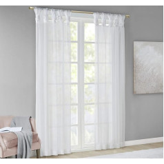 Madison Park DIY Twisted Tab Top Sheer Voile Curtains Privacy Screen for Bedroom Living Room 50x95 Inch White 2 Pack