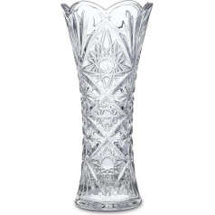 H&D HYALINE & DORA Transparent Glass Flower Vase, Thickened Crystal Glass Vase for Flowers, Sunflower Design, Flower Vases for Living Room, 7.6 x 3.5 Inch