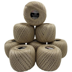 YarnArt Lily 8 x 50 g Yarn 100% Mercerised Cotton, 400 g Crochet Yarn Plain (Beige 4660)