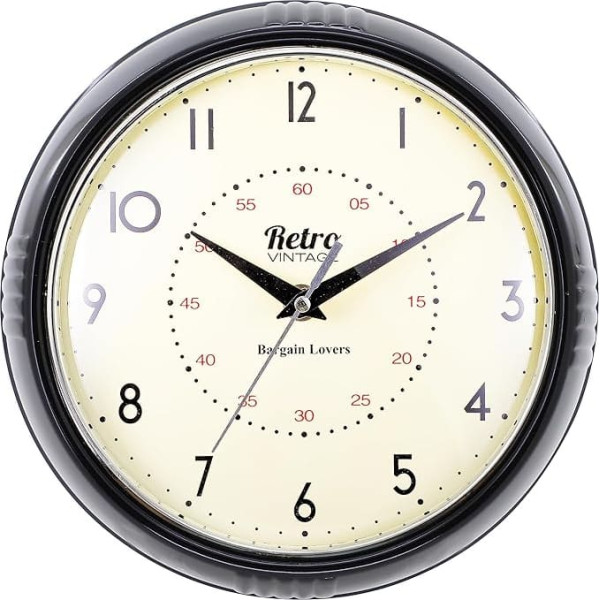 Bargain Lovers Dinner Retro Wall Clock Round Black