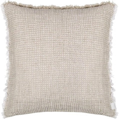 Medley Cushion Cover - Soft Linen Cushion Cover - Two-Tone Woven - with Fringes Made of Natural Materials - 80 x 80 cm - 090 Clay 'zoeppritz since 1828'