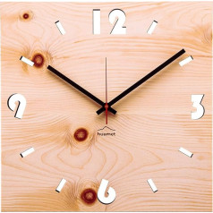 huamet CH41-A-1604 Wooden Wall Clock Made of Pine Wood Square Unique Design Silent without Ticking Quality Product Made in South Tyrol