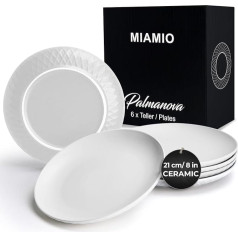 MIAMIO - Palmanova Collection of 6 Crockery Set / Plate Set Modern Ceramic for 6 People (White, Small Plates (6x))