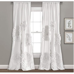 Lush Decor Serena Curtain for Living Room, Dining Room, Bedroom (Single Panel), 98 x 54 Inch, White