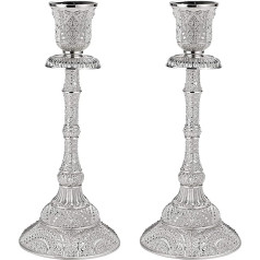 BSTKEY Set of 2 Metal Candle Holders, Votive Candle Holders, Decorative Candle Holders, Table Decoration, Height 19 cm (Silver)