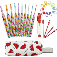 IFUNY Crochet Hook Set, Crochet Sets for Beginners and Adults, Knitting Starter Kit for Adults (I-Colorful, 26 Pieces)