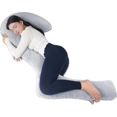 EKEPE Swan Side Sleeper Pillow, 180 cm Memory Foam, Breathable Body Pillow for Side Sleepers, Long Pregnancy Pillow with Support for Back, Knee, Leg Relief, Grey, King Size
