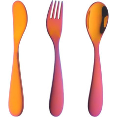 Kids Metal Cutlery Set 3 Piece Stainless Steel with Knife/Fork/Spoon, Todler Cutlery, Healthy and Mirror Polished, Dishwasher Safe