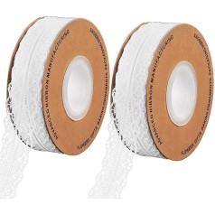Vintage Lace Ribbon 2 Rolls Lace Ribbon White Vintage Decorative Ribbon Lace Trim for Wedding Table Decoration Crafts Gift Ribbon Kraft Paper