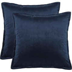 PiccoCasa Decorative Velvet Throw Pillow Covers 2 Pack Square Solid Color Pillow Covers for Sofa Couch Bedroom Cushion Covers 50x50cm Hidden Zipper Navy Blue