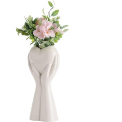 Hand Holding Heart Vase, White Ceramic Hand Vase, Heart Vases for Flowers, Heart Shape Flower Vase, Modern Art Body Vase, Heart Shaped Vase for Wedding, Home Decoration (#1)